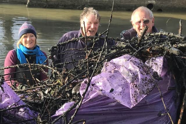 Allyson West, Mike Kidd and Chris Clode at Emsworth Mill Pond