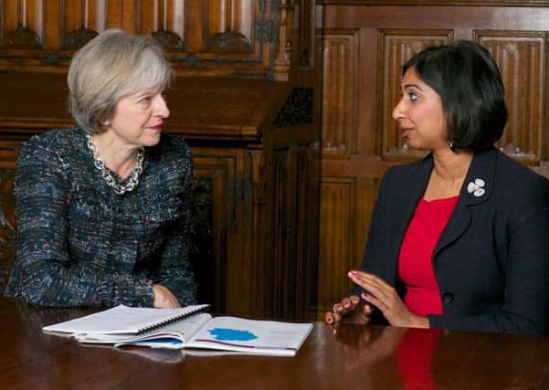 Suella Fernandes, Fareham MP, with prime minister Theresa May