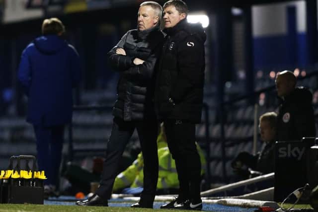 Pompey boss Kenny Jackett and his assistant Joe Gallen. Picture: Joe Pepler