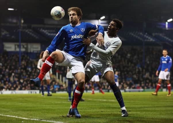 Brett Pitman scored Pompey's goal against Chelsea. Picture: Joe Pepler