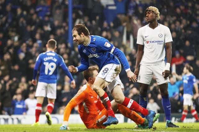 Brett Pitman levels for Pompey against Chelsea under-21s. Picture: Joe Pepler