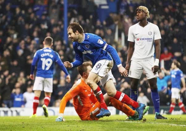 Brett Pitman levels for Pompey against Chelsea under-21s. Picture: Joe Pepler