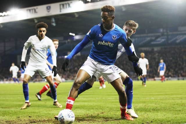 Jamal Lowe in action against Chelsea under-21s. Picture: Joe Pepler