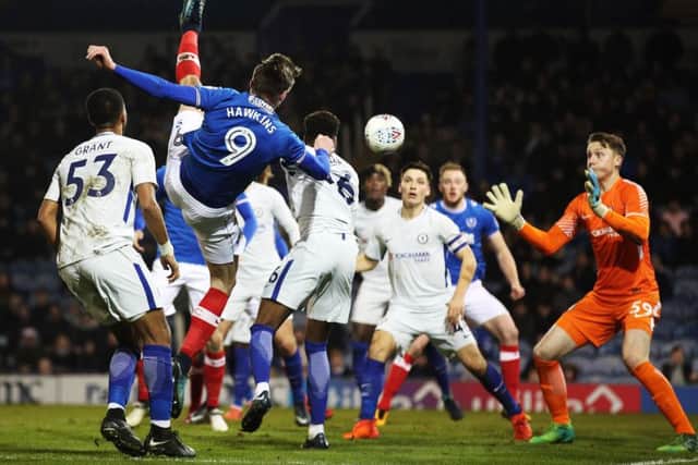 Oli Hawkins went close for Pompey on several occasions against Chelsea under-21s. Picture: Joe Pepler PPP-180901-202902006