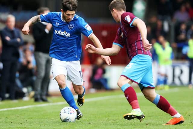 Matty Kennedy in action at Scunthorpe. Picture: Joe Pepler