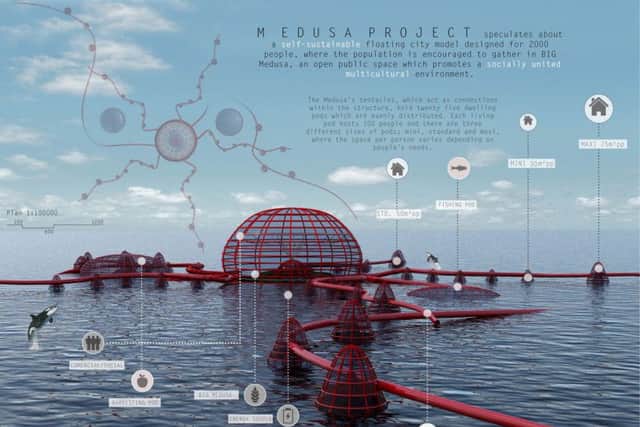 A floating city in Langstone Harbour designed by students from the University of Portsmouth