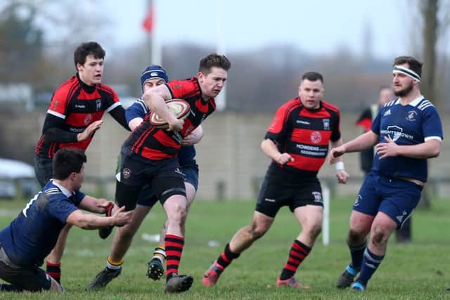 Joe O'Loghlen breaks for his try for Fareham Heathens. Picture: Chris Moorhouse