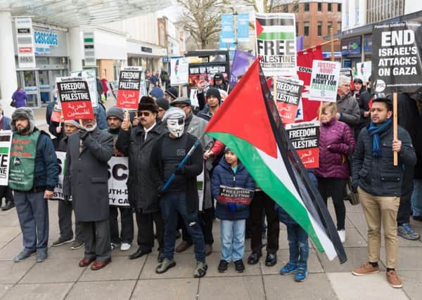 The Palestine solidarity march in Commercial Road, Portsmouth on Saturday Picture: Duncan Shepherd