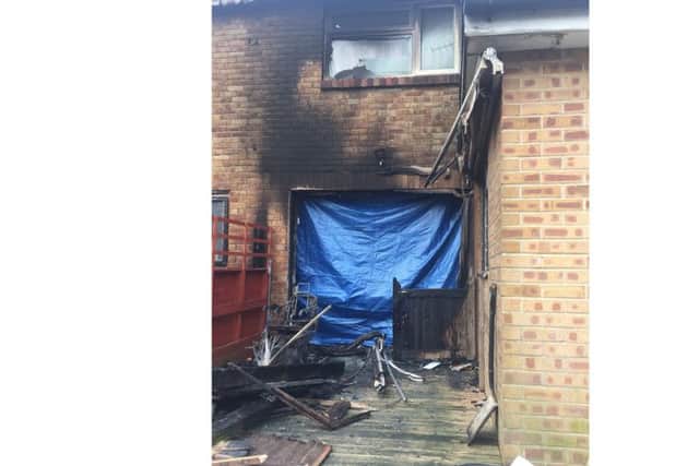 The aftermath of the fire in Northmore Road, Locks Heath