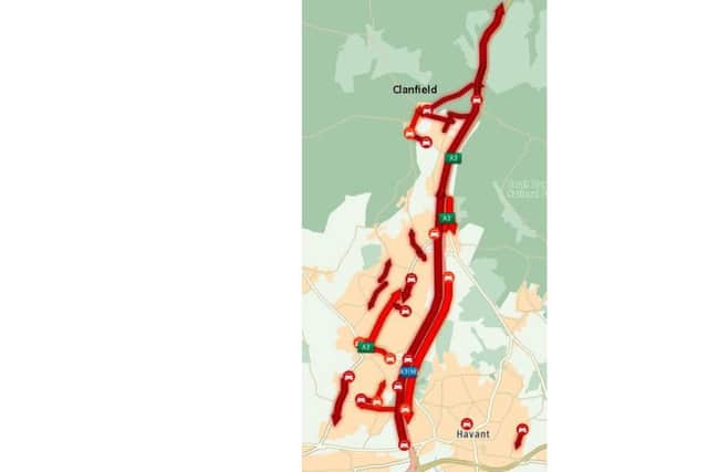 Problems on the A3 and A3(M) this morning Picture: Romanse traffic information / @Romanse