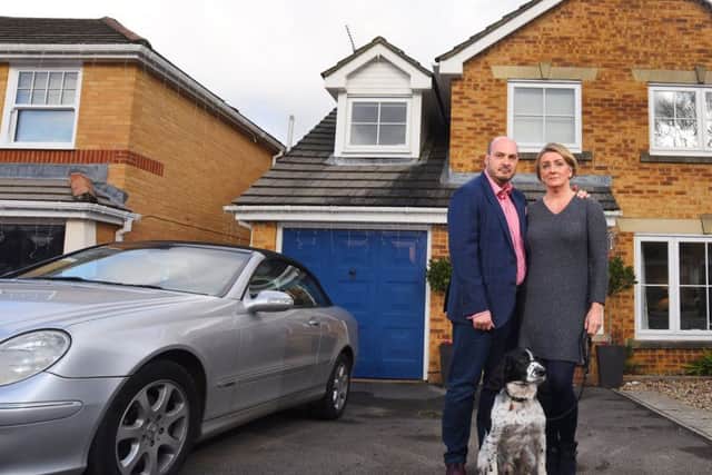 James Mant with partner Victoria Parsons and dog Oscar at their home in Whiteley
Picture Zachary Culpin/Solent News & Photo Agency UK