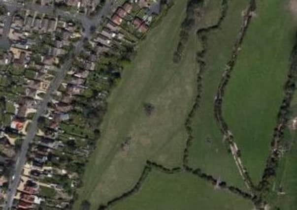 An aerial view of the land proposed for housing located just off Westwood Close, pictured left