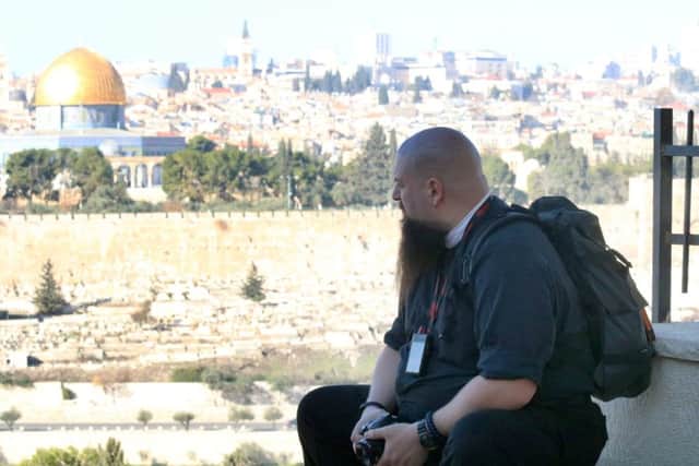 The Rev Darcy Chesterfield-Terry looks towards the old city of Jerusalem