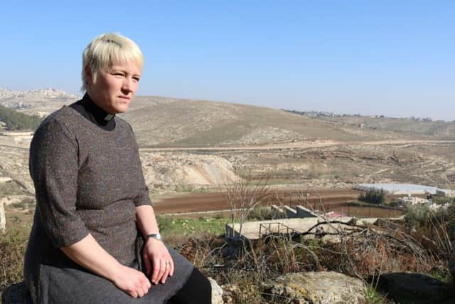 The Rev Vickie Morgan reflects on a hillside outside Bethlehem