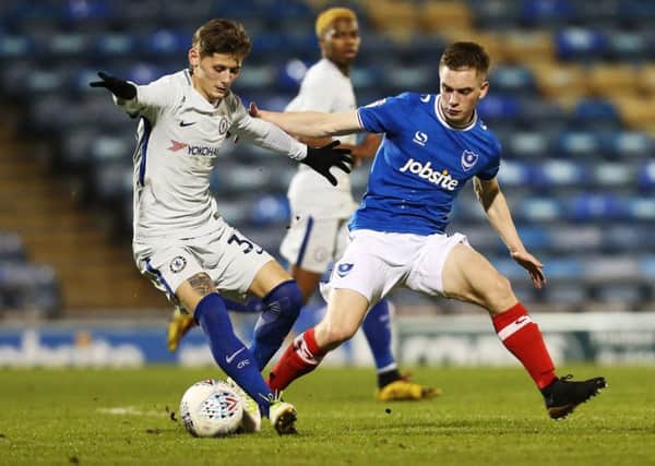 Connor Ronan in action against Chelsea under-21s. Picture: Joe Pepler