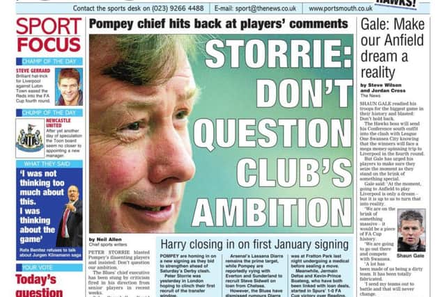 The back page of The News on January 16, 2008