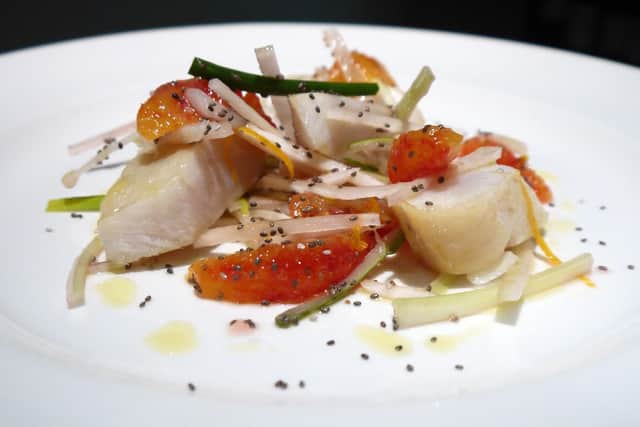 Blood orange, Jerusalem artichoke and smoked haddock salad