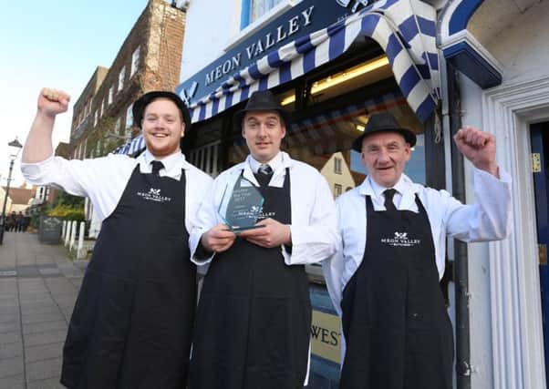 Nathan Jones-Morris, Ben Sawyers and and Rob Holbrooke at 
Meon Valley Butchers, The Square, Wickham. 
Picture: Habibur Rahman