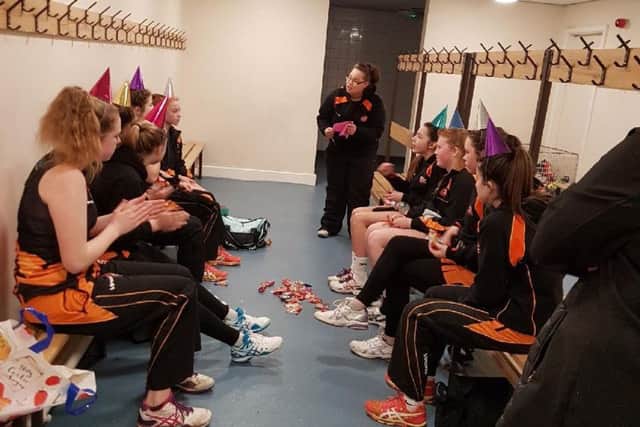 Charlotte Ward delivers a team talk