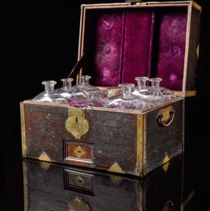 Lord Nelson's Grog Chest - A Travelling Chest with Decanter Set, Wine Glasses and Beaker for Lord Nelson, circa 1800