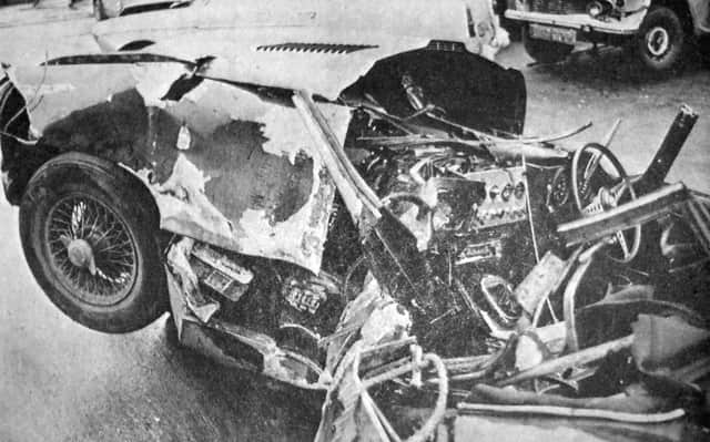 The car after the crash at Bradford Junciton, Southsea, which resulted in two passengers being anaesthetised before being released from the vehicle