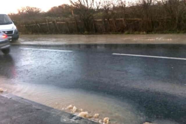 Water from the burst main on Havant Road (A3023). Credit: Portsmouth Water via Twitter