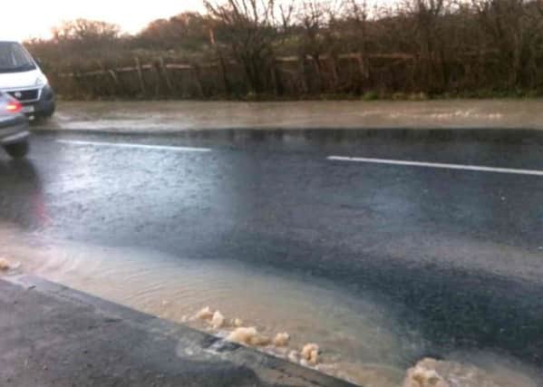 Water from the burst main on Havant Road (A3023). Credit: Portsmouth Water via Twitter