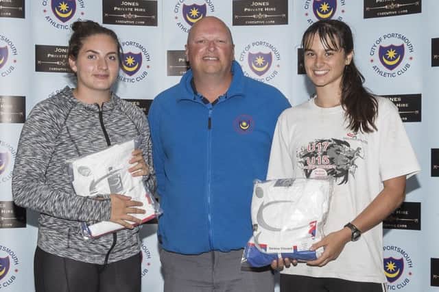 Gaia Osborne and Serena Vincent with Paul Jones. Picture: Paul Smith