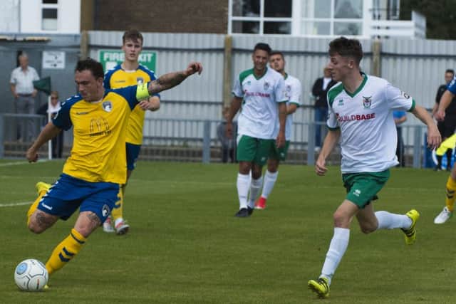 Joe Lea, right, in action for Bognor. Picture: Tommy McMillan