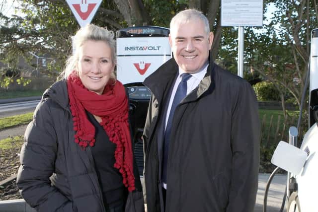 Caroline Dinenage MP and Tim Payne, CEO of Instavolt