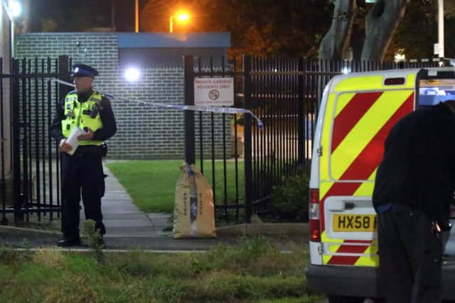 Police at the scene of the stabbing in Somers Town, Portsmouth, on October 27, 2016 Picture: Jason Kay/UKNIP