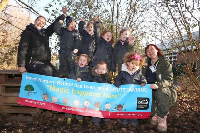 Forest School Leaders Dawn White and Sue Evans with their pupils outside the school
Picture: Habibur Rahman (180146-338)
