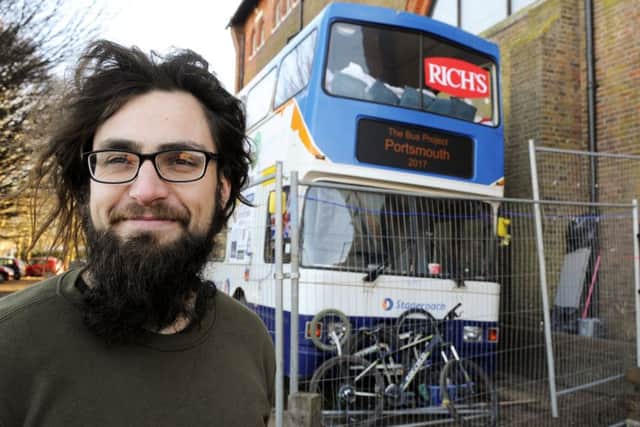 Russell Allen from the Just Love charity with the converted bus Picture: Malcolm Wells (180119-3935)