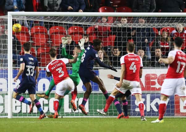 Joe Mattock scores in injury time. Picture: Joe Pepler