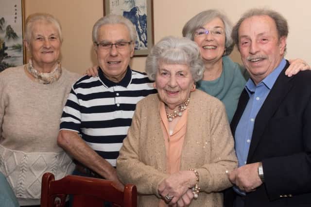 Eunice, centre, with
Pat & Bernard Bryant and Ann & Mike Pitassi.
Picture: Keith Woodland PPP-180113-214618006