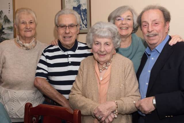 Eunice, centre, with

Pat & Bernard Bryant and Ann & Mike Pitassi.

Picture: Keith Woodland PPP-180113-214618006
