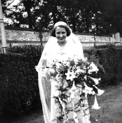 Eunice on her wedding day in 1938 at St John's Cathedral, Portsmouth