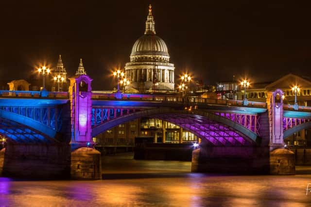 Southwark Bridge and St Pauls by Peter Hickson