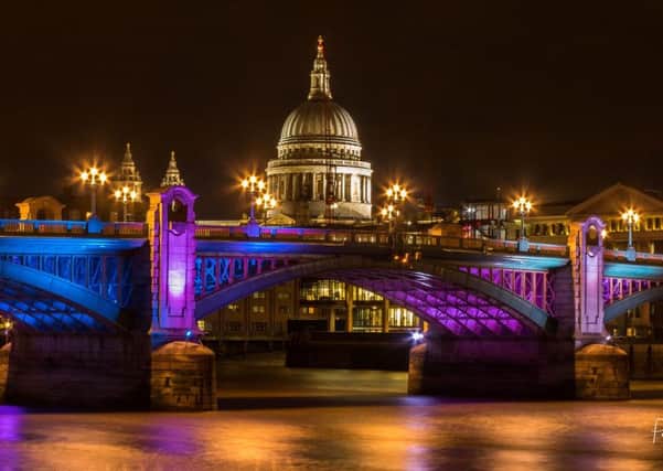 Southwark Bridge and St Pauls by Peter Hickson