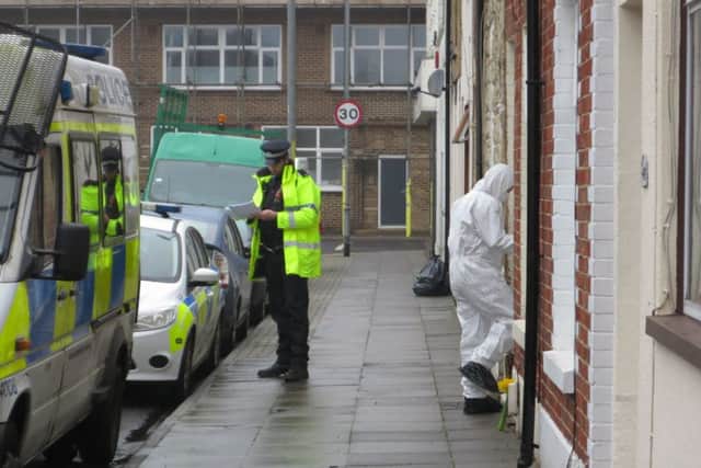 Police investigations at the scene in Toronto Road, Buckland