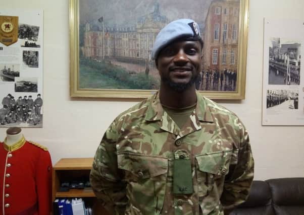 Airtrooper Ebrima Jallow, the first Muslim soldier to join 679 Squadron, Army Air Corps in Hilsea      Picture: David George