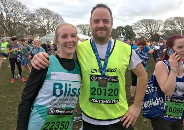 Tony Hewitt, right, taking part in the Great South Run with Karen Mary Battle