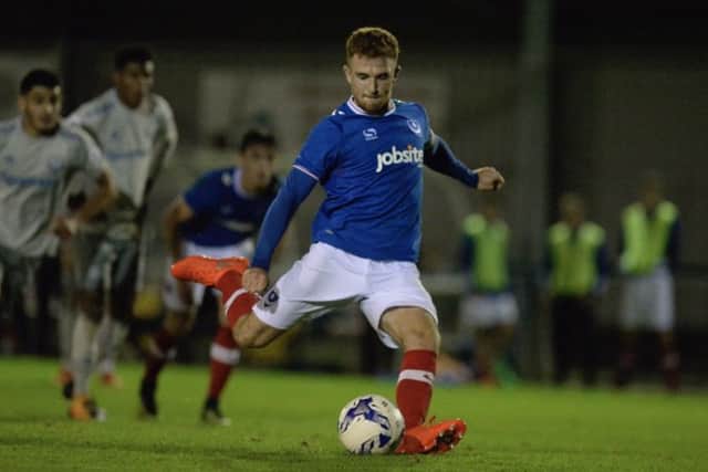 Theo Widdrington scored a penalty in Pompey reserves' loss to Everton at Westleigh Park in October. Picture: Colin Farmery