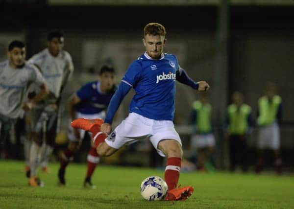 Theo Widdrington scored a penalty in Pompey reserves' loss to Everton at Westleigh Park in October. Picture: Colin Farmery