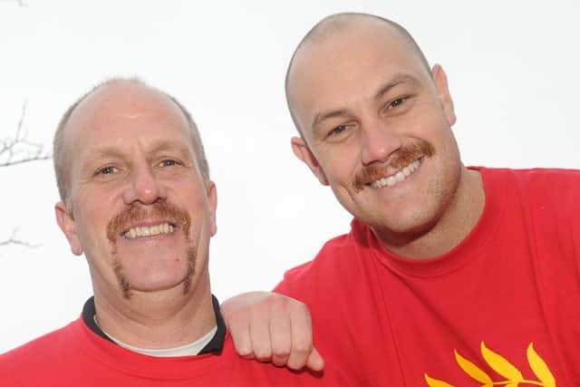 PE teachers Neil Edwards, left, and David Butterworth taking part in Movember in 2015. Picture: Sarah Standing