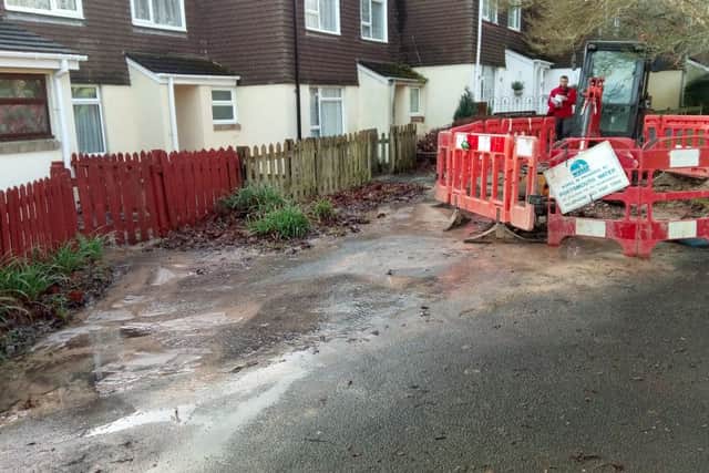 Houses were damaged by flooding in Coltsfoot Drive, Waterlooville