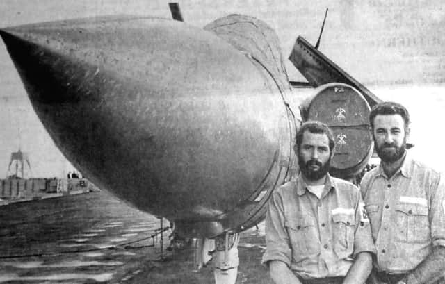 Pictured alongside one of the Buccaneer aircraft they helped keep in the air are Eagle crewmen petty officer Rodney Court, 31, right, and petty officer John Bradshaw, both from the Portsmouth area
