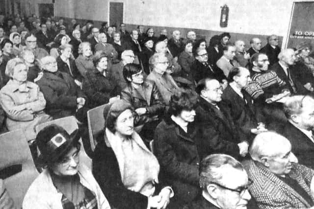Part of the large audience which attended the Cosham meeting in the Civic Centre