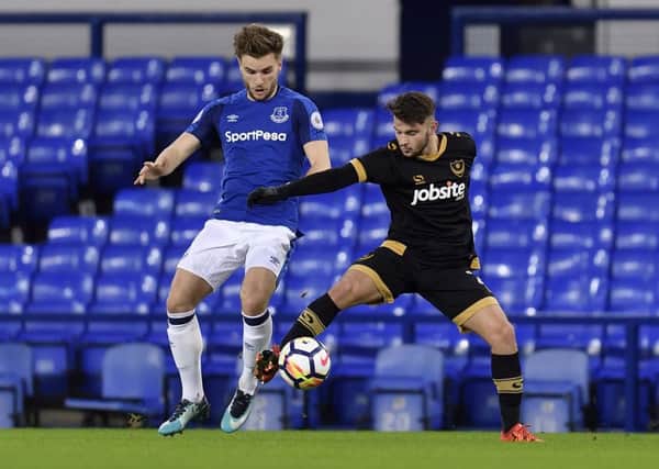 Jack Chandler in action for Pompey Reserves at Everton. Picture: Anthony McArdle/ Everton FC