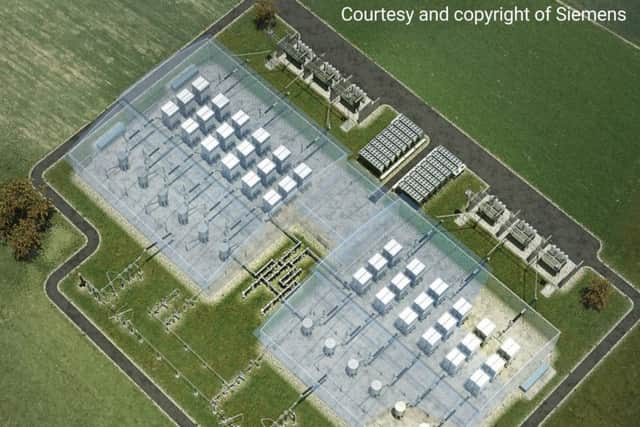 A computer graphic showing a typical converter station from the air                                                Picture: Siemens
